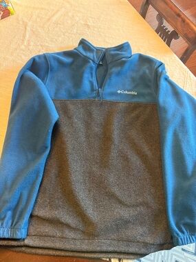 Columbia Blue and Charcoal Half-Zip Fleece Pullover